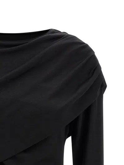 Isabel Marant Asymmetric Draped Long Sleeve Top In Black
