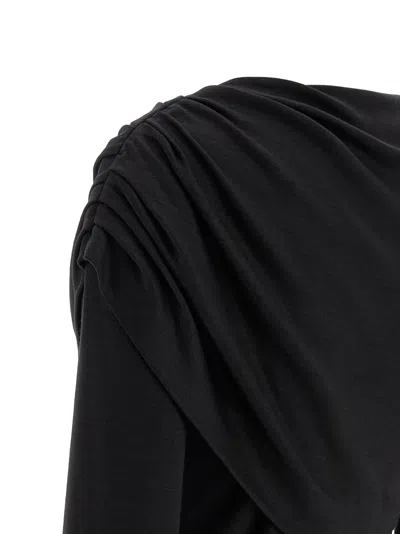 Isabel Marant Asymmetric Draped Long Sleeve Top In Black