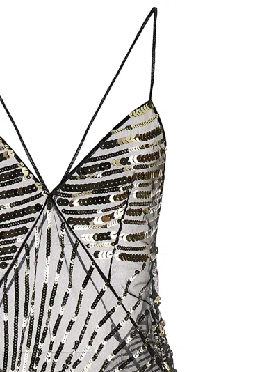 Pucci Long Dress With Sheer Overlay And Sequins In Black