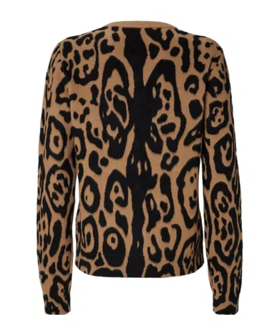 Fendi Beige And Black  Leo Wool And Cashmere Cardigan In Multi
