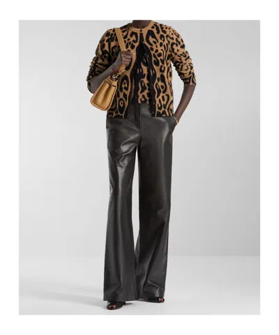 Fendi Beige And Black  Leo Wool And Cashmere Cardigan In Multi