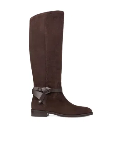Jimmy Choo Suede Lawton Kb Flat Boots 37 In Brown