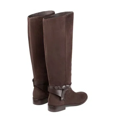 Jimmy Choo Suede Lawton Kb Flat Boots 37 In Brown