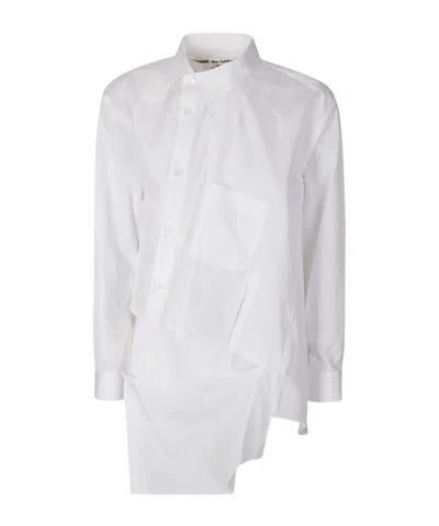 Comme Des Garçons Avant-garde Asymmetrical Shirt With Cutout In White