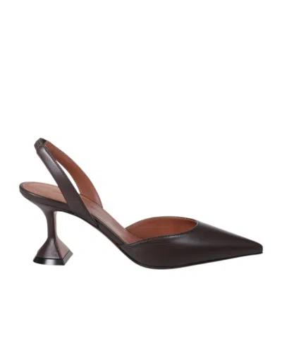 Amina Muaddi Stylish Pointed Toe High Heel Pumps In Brown