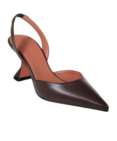 Amina Muaddi Stylish Pointed Toe High Heel Pumps In Brown