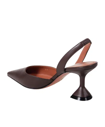 Amina Muaddi Stylish Pointed Toe High Heel Pumps In Brown