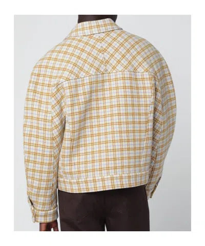Séfr Matthieu Jacket In Checked Wool Cloth In Neutral