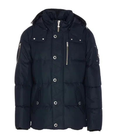 Moose Knuckles Quilted Hooded Jacket Removable Hood In Blue