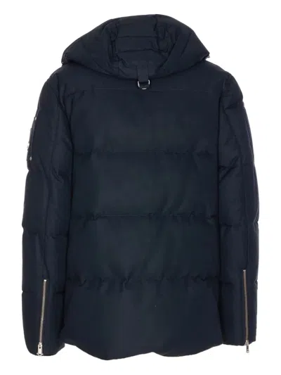 Moose Knuckles Quilted Hooded Jacket Removable Hood In Blue
