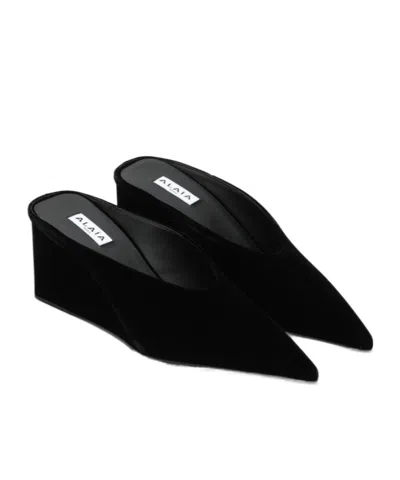 Alaïa Alaia Black Velvet Cube-heeled Mule Women In Black