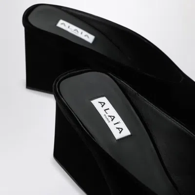 Alaïa Alaia Black Velvet Cube-heeled Mule Women In Black