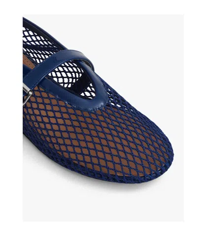 Alaïa Alaia Women Mesh Ballet Flats With Patent Leather Profile In Blue