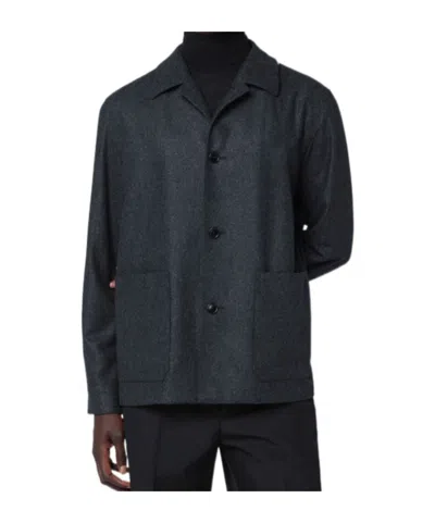 Zegna Wool Overshirt Long Sleeves In Gray