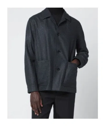 Zegna Wool Overshirt Long Sleeves In Gray