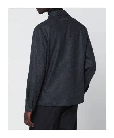 Zegna Wool Overshirt Long Sleeves In Gray