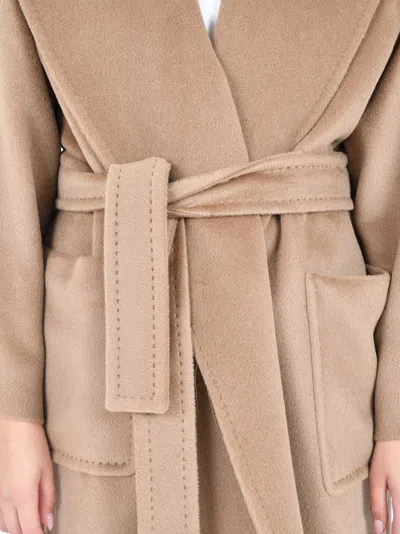 Max Mara Tie-waist Camel Coat In Brown