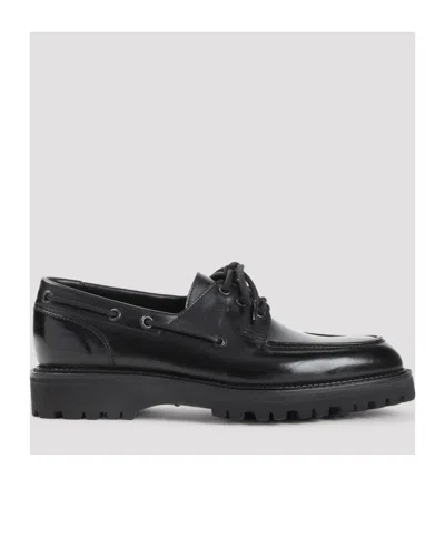 John Lobb High-gloss Black Calf Leather Lace-up Derbies In Black