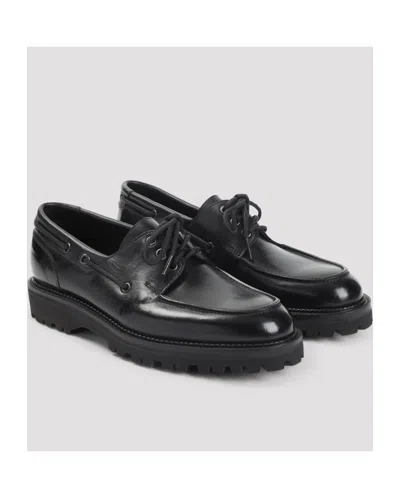 John Lobb High-gloss Black Calf Leather Lace-up Derbies In Black