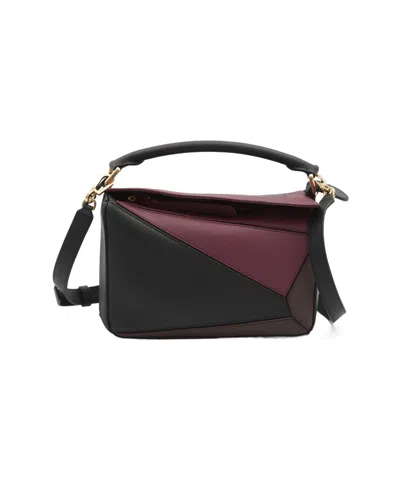Loewe X Albers Puzzle Square Shoulder Bag In Leather In Black