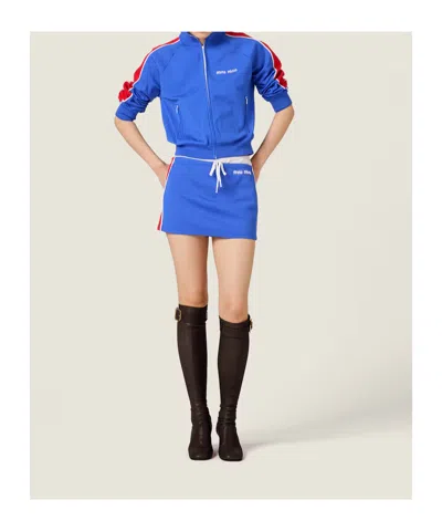 Miu Miu Technical Yarn Miniskirt In Multi