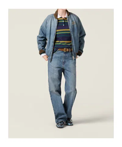 Miu Miu Denim Blouson Jacket In Blue