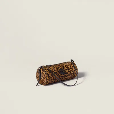Miu Miu Calf Hair Pouch In Animal Print