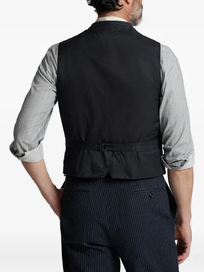 Rrl Pinstripe Cotton Waistcoat In Blue