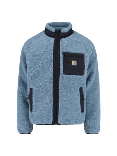 Carhartt Fleece Jacket With High Collar And Pockets In Blue
