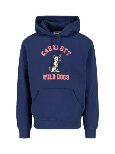 Carhartt Graphic Hooded Sweatshirt Kangaroo Pocket In Blue