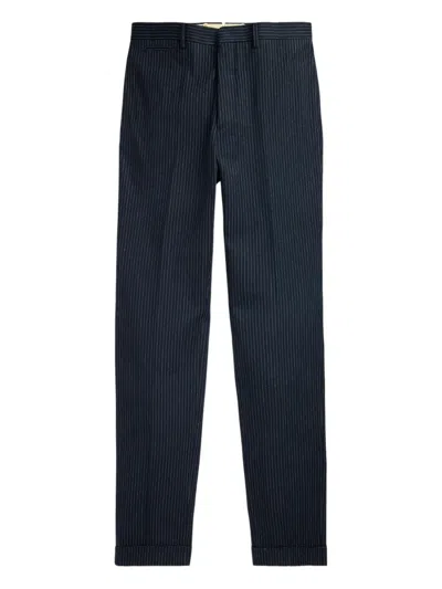 Rrl Pinstriped Tailored Trousers In Blue