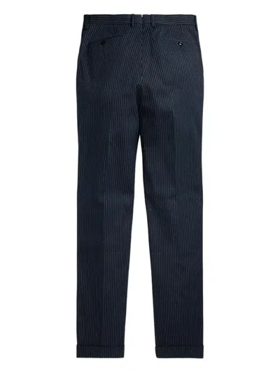 Rrl Pinstriped Tailored Trousers In Blue