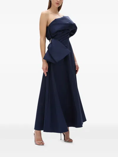 Rachel Gilbert Archer Asymmetric Draped Gown In Blue