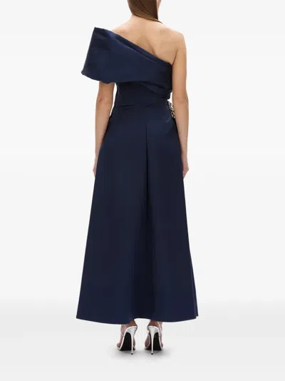 Rachel Gilbert Archer Asymmetric Draped Gown In Blue