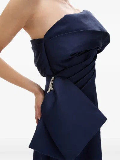 Rachel Gilbert Archer Asymmetric Draped Gown In Blue