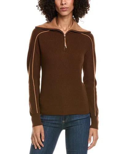 Incashmere Zipper Big Polo 1/4-zip Wool & Cashmere-blend Sweater In Brown