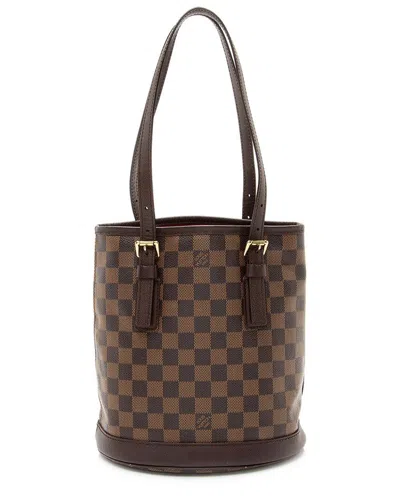 Pre-owned Louis Vuitton Brown Damier Ebene Marais Bucket (authentic Pre-loved)