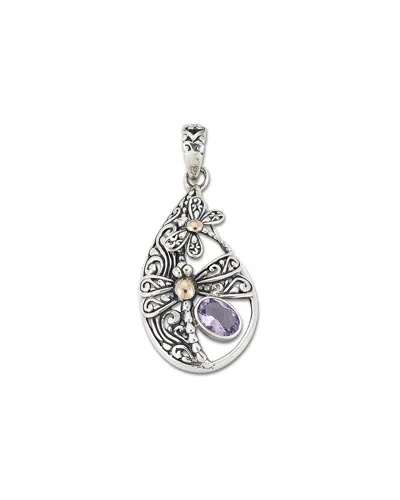 Samuel B. 18k & Silver Amethyst Dragonfly Pendant