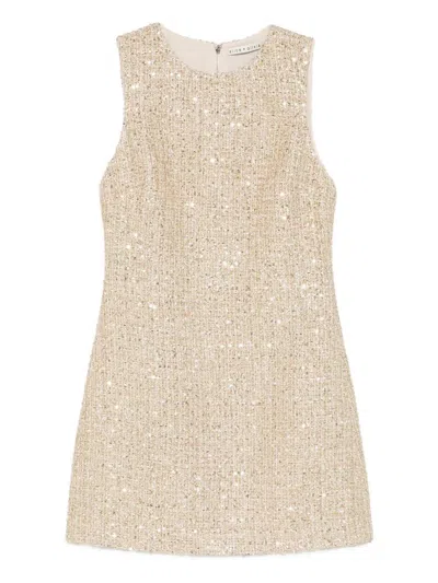 Alice And Olivia Detail-embellished Sleeveless Mini Dress In Gold