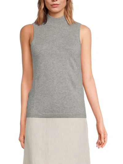 Saks Fifth Avenue Women's Rib-knit Mock Turtleneck 100% Cashmere Top In Gray