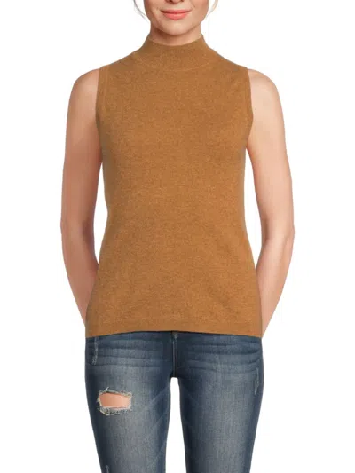 Saks Fifth Avenue Women's Rib-knit Mock Turtleneck 100% Cashmere Top In Brown