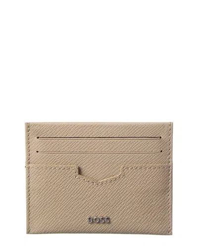Hugo Boss Shotgun Leather Card Case In Neutral