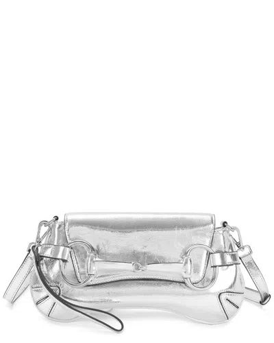 Tiffany & Fred Paris Metallic Leather Shoulder Bag In Silver