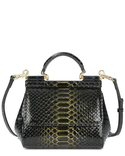 Tiffany & Fred Paris Python-embossed Leather Top-handle Bag In Black