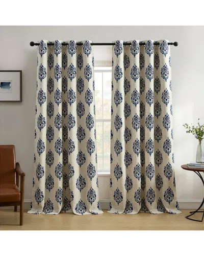 Elrene Navara Medallion Room Darkening Window Curtain In Blue