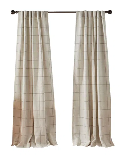 Elrene Brighton Windowpane Plaid Blackout Window Curtain In Sand