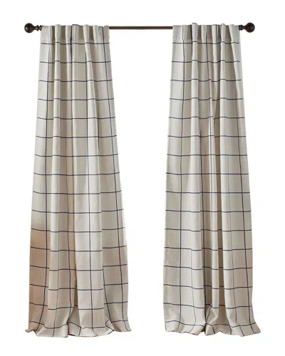 Elrene Brighton Windowpane Plaid Blackout Window Curtain In White