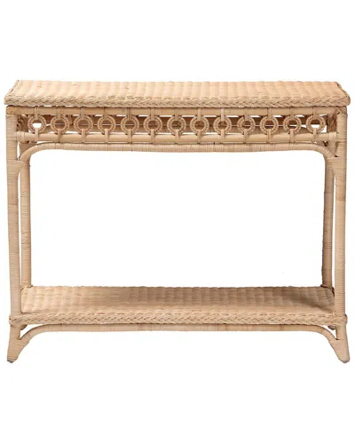 Baxton Studio Oxford Braided Rattan Console Table With Open Shelf In Neutral