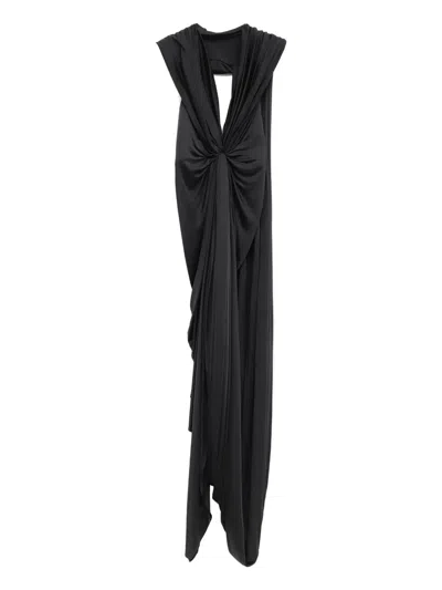 Loewe Knotted-detail Draped-design Dress In Black