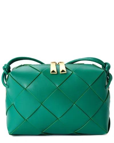 Tiffany & Fred Paris Woven Leather Top Handle Crossbody In Green